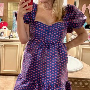 NWOT Lilly Pulitzer “nelle” Heart Print Puff Sleeve Dress size 16